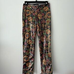 Rare Vintage Lip Service Los Angeles poly coated butterfly  floral groovy pants